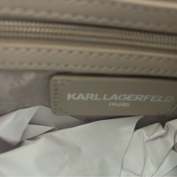 Karl Lagerfeld White Cross Body Bag with crystal Heart Embellishments - Picture 7 of 8